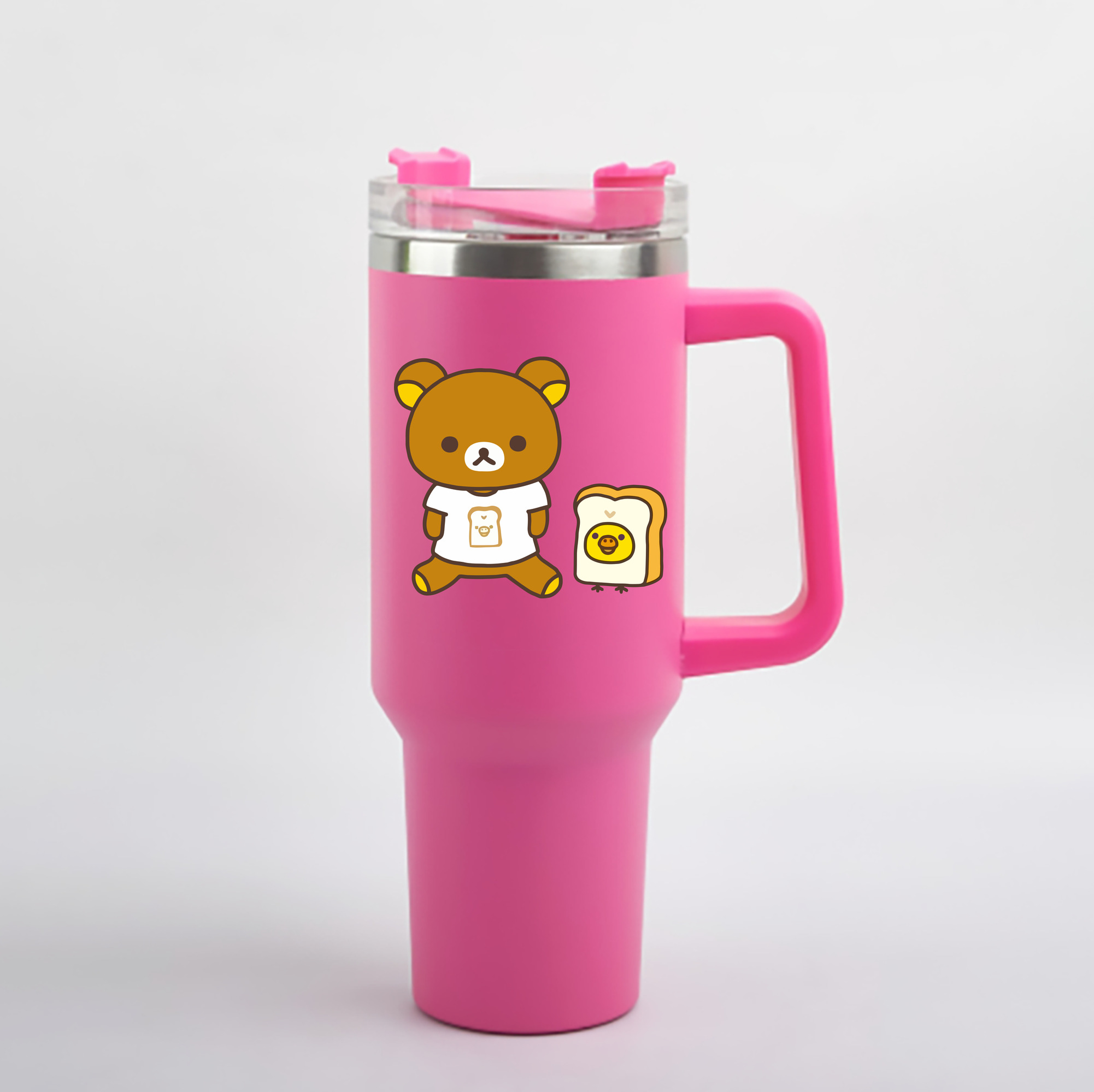 （画像用） リラックマ リラックマ キイロイトリ Rilakkuma Korilakkuma Kiiroitori 1200mL車用タンブラー - クリスタルステッカー（プラスチックストロー付き）